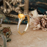 1 Carat Oval Cut 4 Prong Classic Citrine Promise Ring Pave Setting